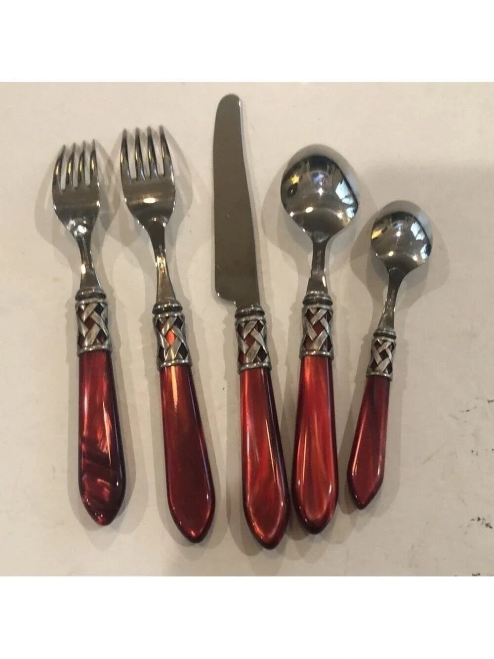 Bugatti for Vietri Aladdin 5 piece place setting Red Italian 18/10 stainless